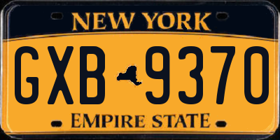 NY license plate GXB9370