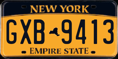 NY license plate GXB9413