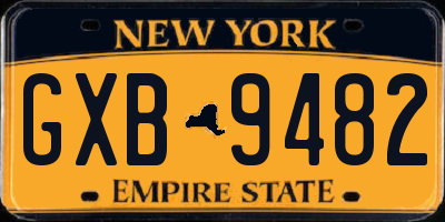 NY license plate GXB9482