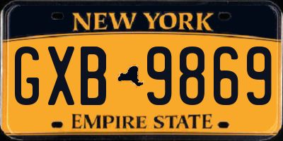 NY license plate GXB9869