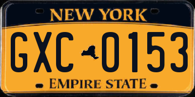 NY license plate GXC0153