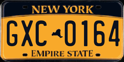 NY license plate GXC0164
