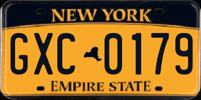 NY license plate GXC0179