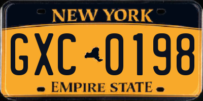 NY license plate GXC0198