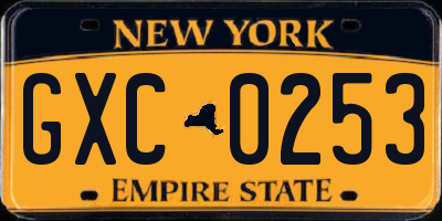 NY license plate GXC0253