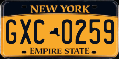 NY license plate GXC0259