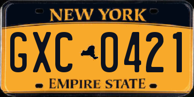 NY license plate GXC0421