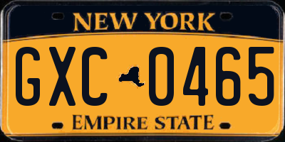 NY license plate GXC0465