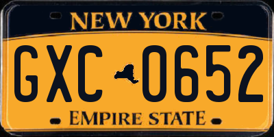 NY license plate GXC0652