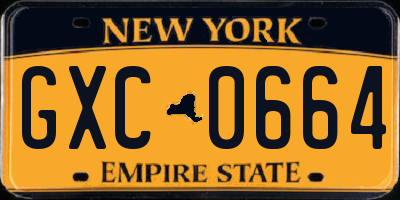 NY license plate GXC0664