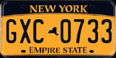 NY license plate GXC0733