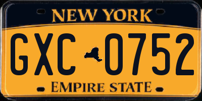 NY license plate GXC0752