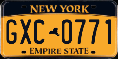 NY license plate GXC0771