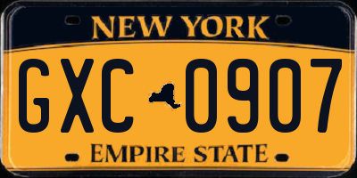 NY license plate GXC0907