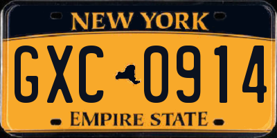NY license plate GXC0914
