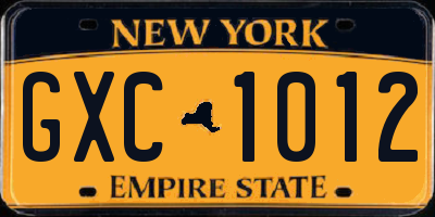 NY license plate GXC1012