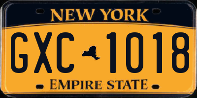 NY license plate GXC1018
