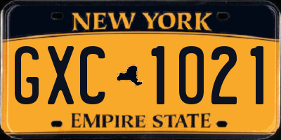 NY license plate GXC1021