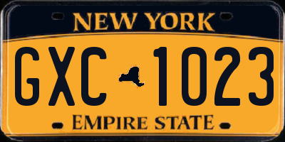 NY license plate GXC1023