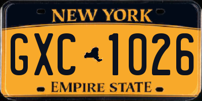 NY license plate GXC1026