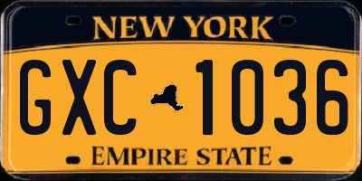 NY license plate GXC1036