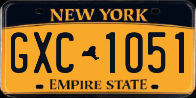 NY license plate GXC1051