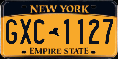 NY license plate GXC1127