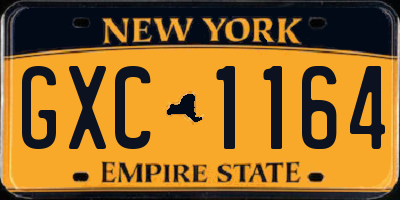 NY license plate GXC1164