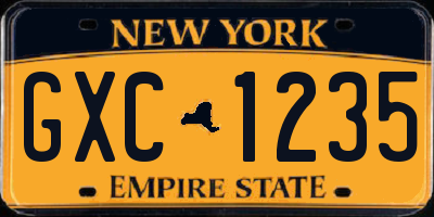 NY license plate GXC1235