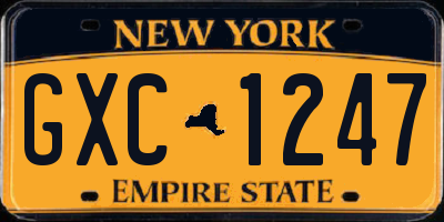 NY license plate GXC1247