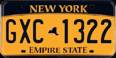 NY license plate GXC1322