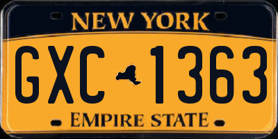 NY license plate GXC1363