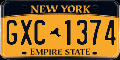NY license plate GXC1374