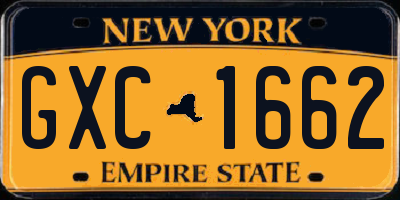NY license plate GXC1662