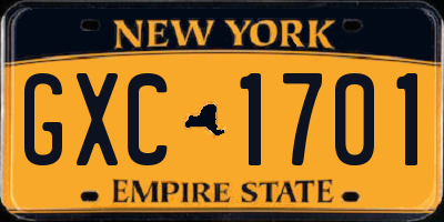 NY license plate GXC1701