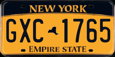NY license plate GXC1765