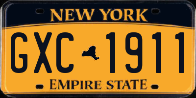 NY license plate GXC1911