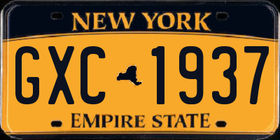NY license plate GXC1937