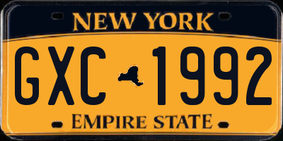 NY license plate GXC1992