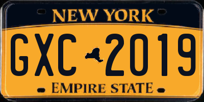NY license plate GXC2019