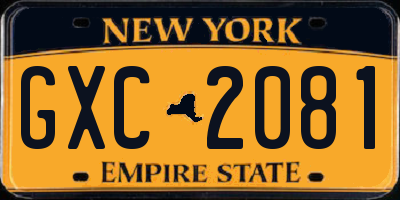 NY license plate GXC2081