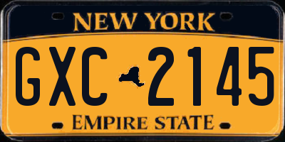 NY license plate GXC2145