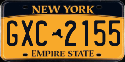 NY license plate GXC2155