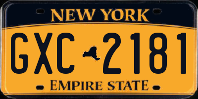 NY license plate GXC2181