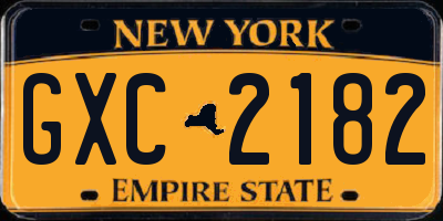 NY license plate GXC2182