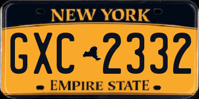 NY license plate GXC2332