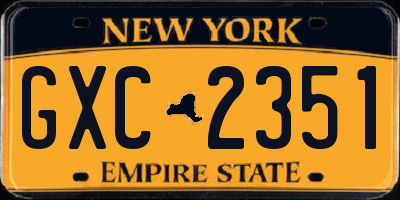 NY license plate GXC2351