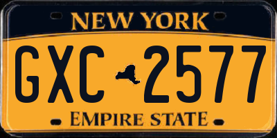 NY license plate GXC2577