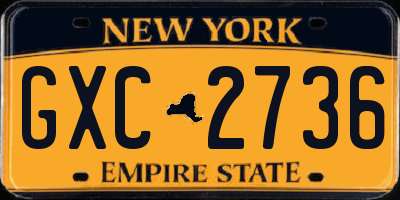 NY license plate GXC2736