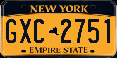 NY license plate GXC2751